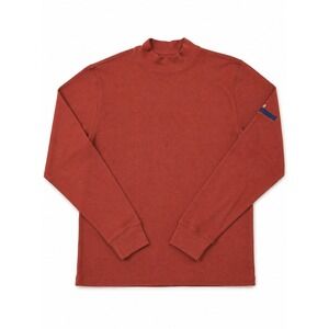 Jeep Mens Mock Neck Long Sleeve Shirt Brick Red Ribbed Cotton XL NWT